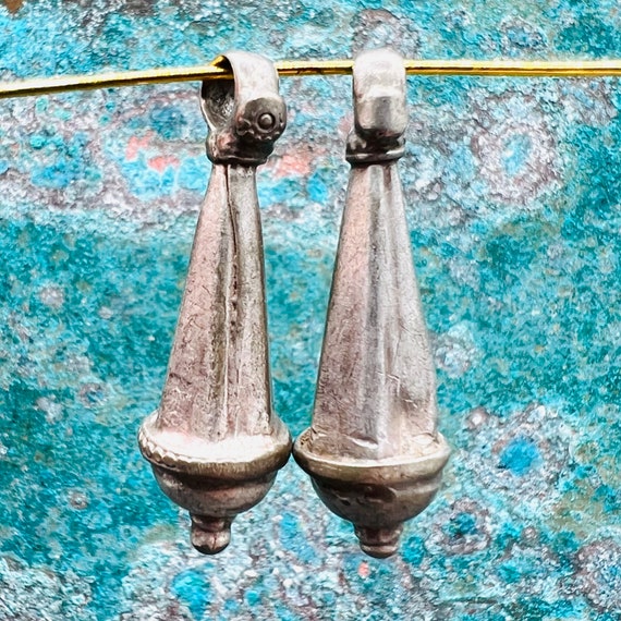 2 old silver drop pendant, Indian jewelry pendant, matching jewel pendant, vintage silver jewelry making parts, silver drop amulet charm