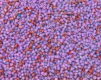 20 gr old venetian seed beads mix, vintage murano glass seed beads from an old stock, parma seed beads size 13, parma and red bead soup, C35