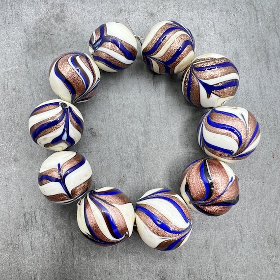 2 Vintage Murano Glass Beads, Venetian Beads With Aventurine 