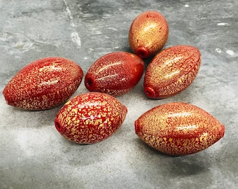Striking blown Venetian bead, Murano glass bead, blown bead for jewelry making, handmade glass bead, large focal bead, large oval blown bead