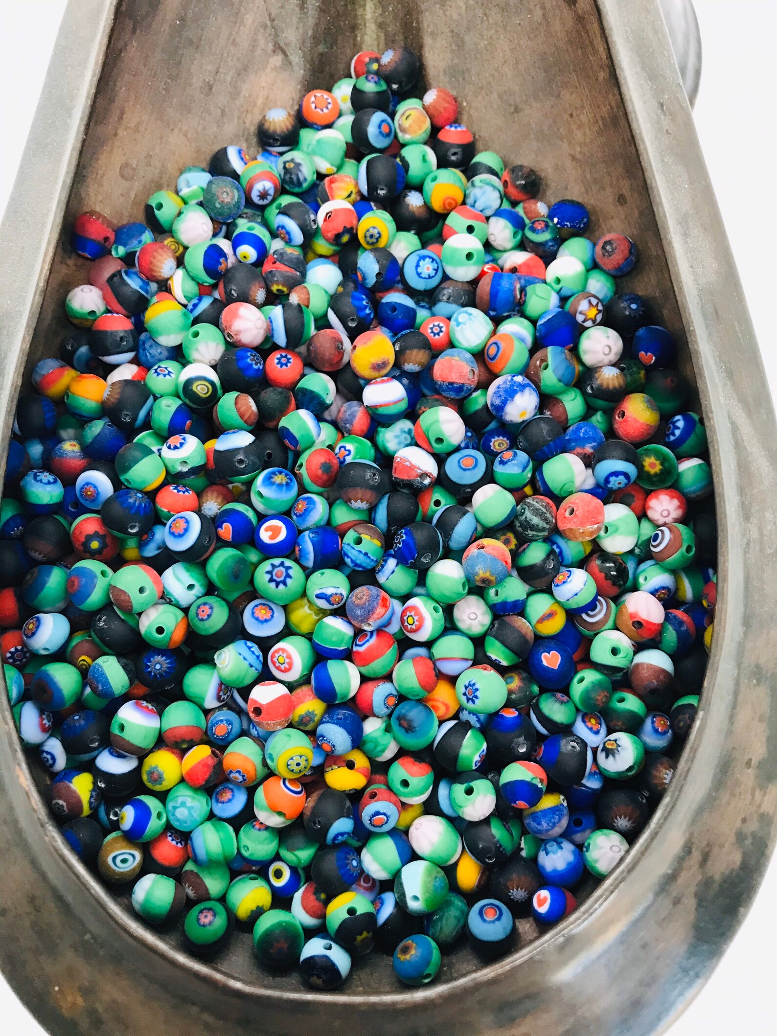 Vintage Millefiori Beads From an Old Stock Round Etsy