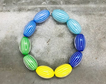 Rare opaque Ercole Moretti beads, vintage art deco beads, rare Venetian beads, oval vintage glass beads, opaque oval beads, not faceted