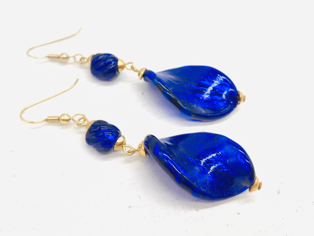 Boucles D'oreilles Vintage Berlingot En Verre De Murano – Années 60/70 – Clips