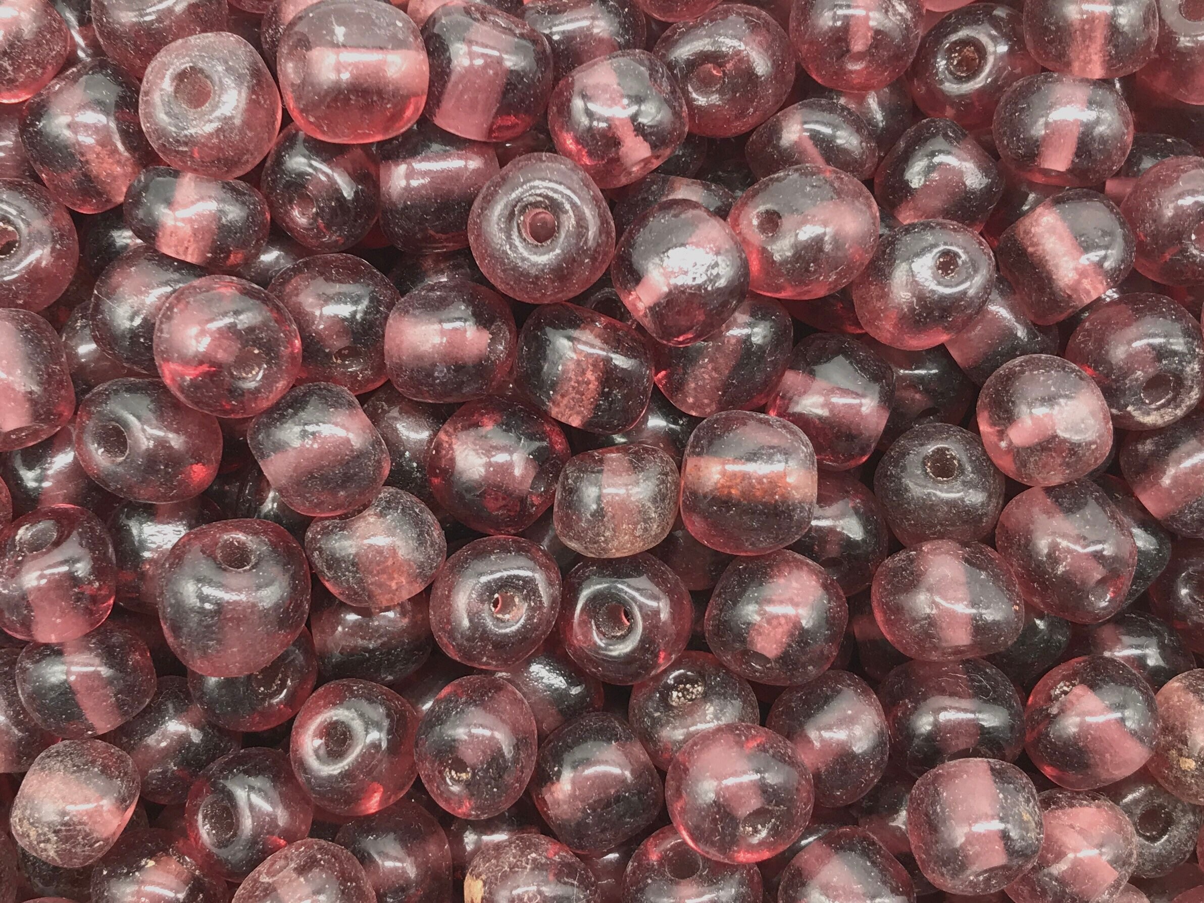 10 vintage Venetian beads, vintage Murano glass beads, 9mm pony spacer beads, purple large hole beads for bracelets and jewelry, 10 bds, C63