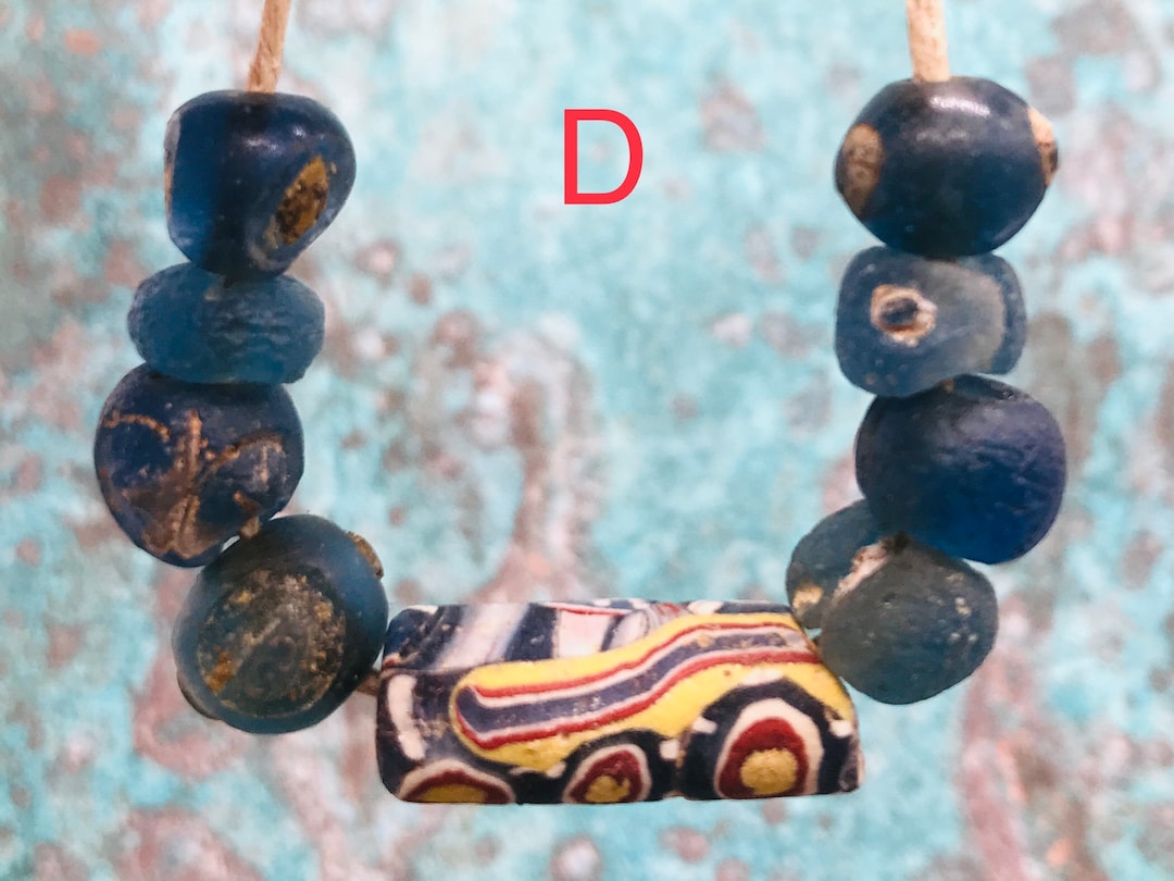 Ancient Islamic beads　necklace Ancient Islamic Period Rare Green Evil Eye Glass Beads