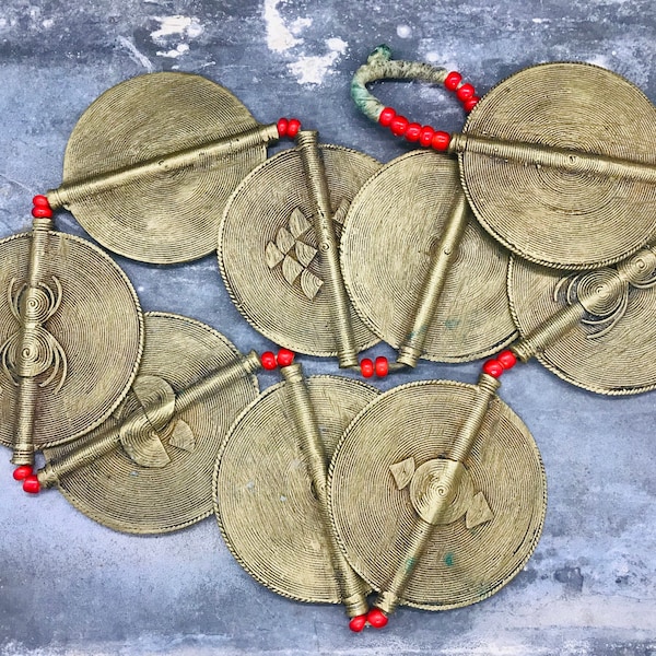 Bronzen ketting met baule kralen, Afrikaanse sieraden met baule kralen messing, gegoten bronzen kralen ketting, ketting baule met baule koperen kralen