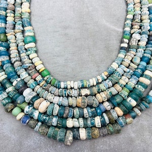 Ancient beads necklace with excavated beads, strand with ancient Nila beads, old Djenne beads, old African glass beads, old Mali beads, N044