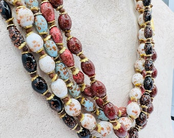 Vintage Venetian necklace, handmade beaded necklace with Murano glass beads, Murano jewelry, short Italian glass necklace with aventurine