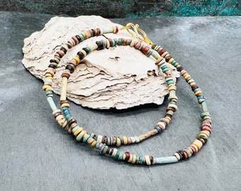 Ancient Egyptian necklace with ancient mummy beads, old Egyptian jewelry with faience beads, ancient jewelry with Egyptian ancient beads