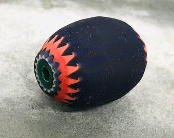 Rare large vintage chevron bead, 5-layer chevron bead, rare Venetian chevron, old chevron bead, dark blue chevron bead, trade bead Venetian