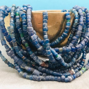 Ancient beads necklace with excavated beads, strand with ancient Nila beads, old Djenne beads, old African glass beads, old seed beads, N033 image 1