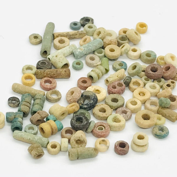 100 ancient Egyptian faience beads, ca 2500 years old mummy beads, Egyptian beads, ancient beads for jewelry, ancient beads for bracelets