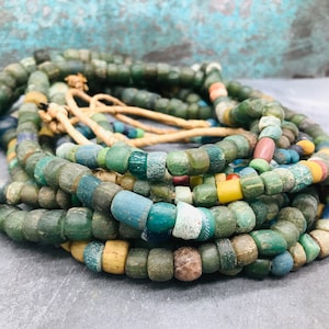 Ancient beads necklace with excavated beads, strand with ancient Nila beads, old Djenne beads, old African glass beads, old Mali beads, N036