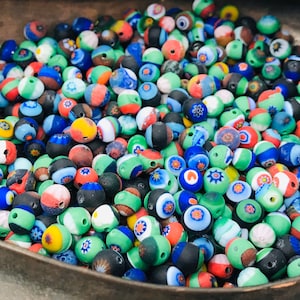 10 vintage Venetian millefiori beads from an old stock, tiny vintage millefiori, Murano glass beads, handmade beads, lampwork beads, 6 mm