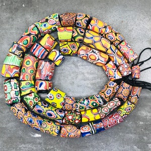 Set graduated Venetian millefiori beads, late 1800&#39;s, African trade beads, old Venetian beads, antique Murano glass beads, Mauritania beads