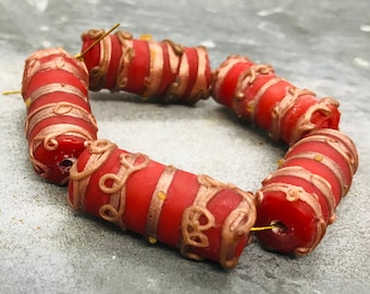 2 vintage Indian wedding cake beads from India, handmade glass beads for jewelry making, tribal beads, ethnic beads, Indian glass beads