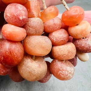 Ancient African stone beads, antique carnelian beads from Mali, excavated neolithic beads, prehistoric ethnic Sahara beads for reenactment