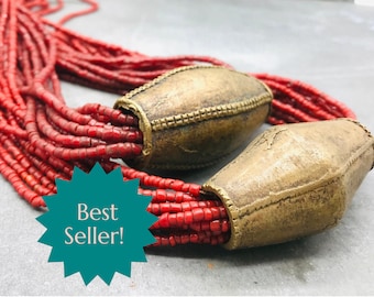 Große afrikanische Messingperlen, Baule Bronzeperlen, Afrikanische Handelsperlen, Fokalperlen, Großlochperlen, rustikale Perlen, chunky Bicone Perlen