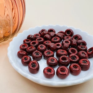 20 gr 6 mm Venetian beads, vintage Murano glass beads, brown-red spacer beads, large hole pony beads for bracelets and for dreadlock, C0