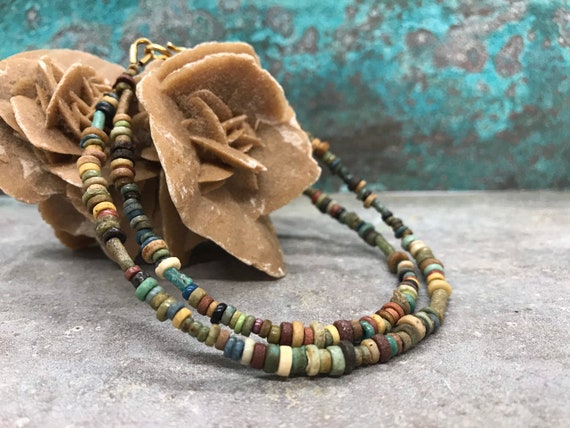 Ancient Egyptian necklace with ancient mummy beads