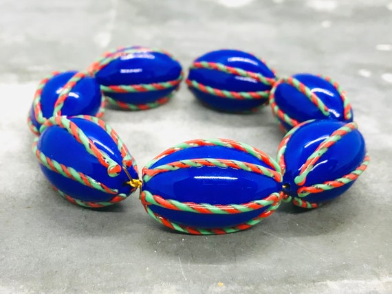 Striking vintage Venetian fancy bead, vintage Murano glass bead, large Venetian glass bead with trail decoration, handmade lampwork bead