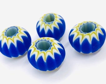 Seltene alte Chevron-Perle, Vintage Muranoglasperle aus einem alten Lagerbestand, seltenes Art-Deco-Chevron aus Venedig, alte gelbe Chevron-Perle, Rosetta-Perle