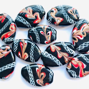 Venetian feather beads, vintage murano lampwork bead from an old stock, venetian glass bead with latticino and aventurine decoration,
