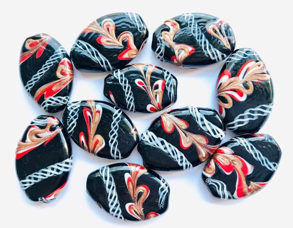 Venetian Feather Beads, Vintage Murano Lampwork Bead From an Old