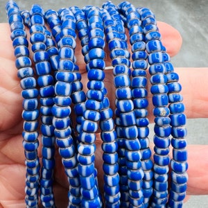 Venetian trade beads strand, small African beads, vintage glass beads, small striped glass beads, Venetian seed beads, beads for bracelet