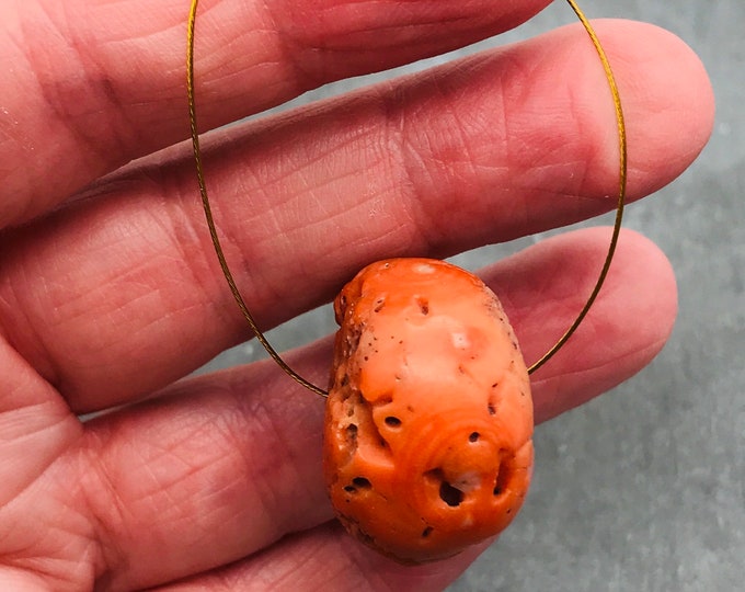 Large Antique Coral Bead, Large Mediterranean Coral Bead for Jewelry