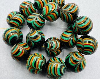 2 Venetian beads, vintage Murano glass beads, feather beads, rare artisan beads, bicone beads, oval and round beads, art glass beads