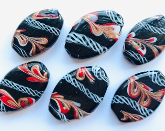 Collier Perles De Plumes Noires East Oasis - Bijou Fantaisie Art Venerano Vintage, 18 X 9.5 Mm, Occasion