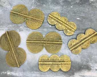 2 große Baule-Perlen aus Bronze, afrikanische Baule-Perlen aus Messing, Baule-Bronzeperlen mit Halbkreisen, afrikanische Bronzeperlen, afrikanische Bronzeperlen (2)