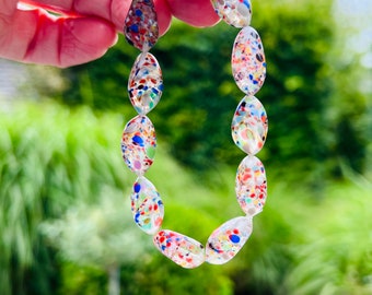 10 perline maculate veneziane vintage, perline di vetro di Murano vintage, perline di lavoro a lampada per la creazione di gioielli, perline di vetro fatte a mano, perline multicolor