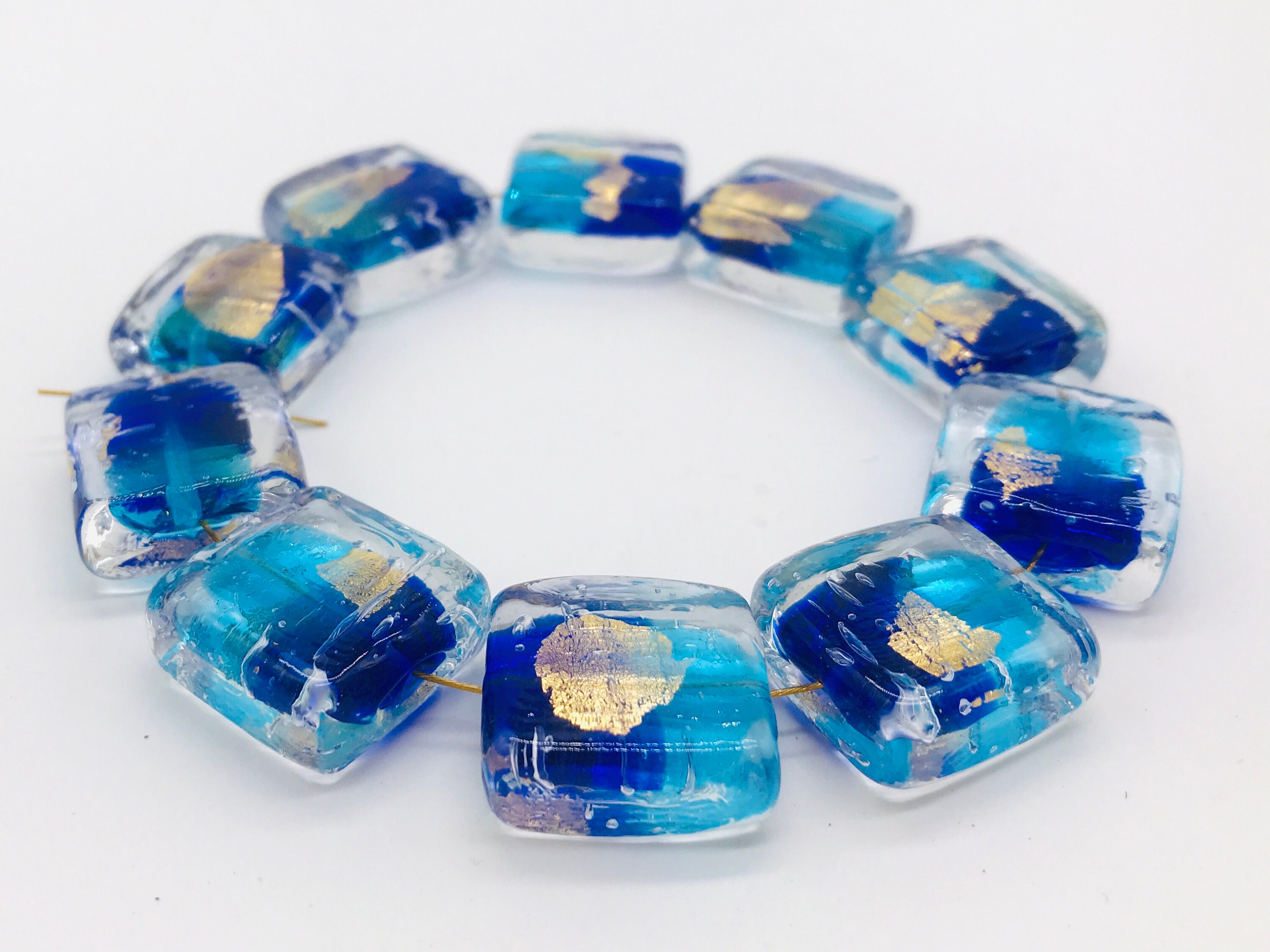 Murano Glass Blown Long Oval Shaped Beads