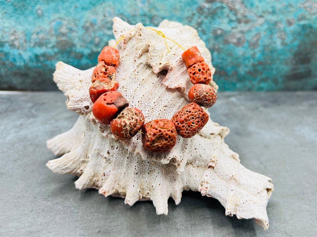 Antique Coral Beads, Large Mediterranean Coral Beads for Jewelry Making ...