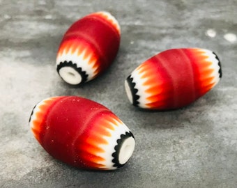 Seltene große alte Chevron Perle, 5-Layer Chevron Perle, seltenes venezianisches Chevron, alte Chevron Perle, alte rote Chevronperle, Trade Bead Muranoglas