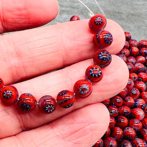 20 vintage Venetian millefiori beads from an old stock, round vintage millefiori, vintage Murano glass beads, 20 handmade glass beads, 6 mm