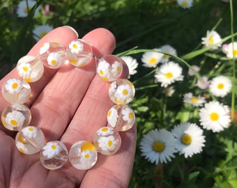 6 vintage millefiori beads, venetian lampwork glass beads, murano daisy beads, handmade flower bead for jewelry making, Italian summer beads