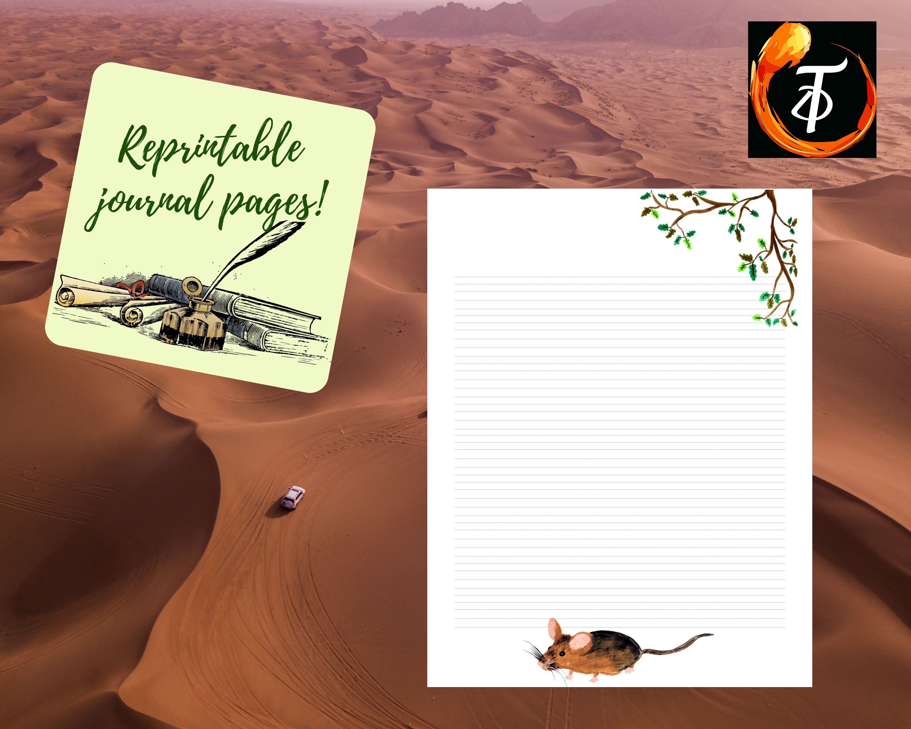 Printable Lined Journal Pages water Color Animal Instant - Etsy