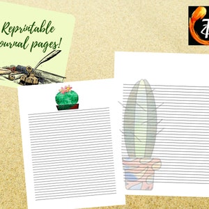 Printable Lined Journal Pages – Cactus Designs 8.5x11 Instant Download ...