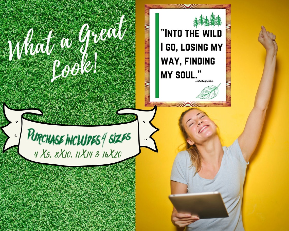 Into the Wild, Wall Art Quote, Printable Wall Art, Home Print, Home