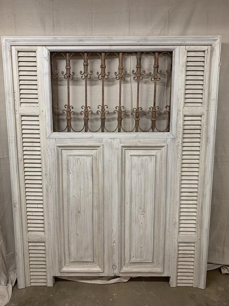 Queen Headboard French Iron Doors And Shutters Etsy