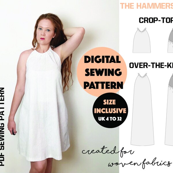 Pleated Halter Dress Sewing Pattern Etsy