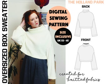 Oversized Sweater - Pdf Sewing Pattern / Ladies Womens for Jersey Knit Fabrics / Instant Download US Letter + A4