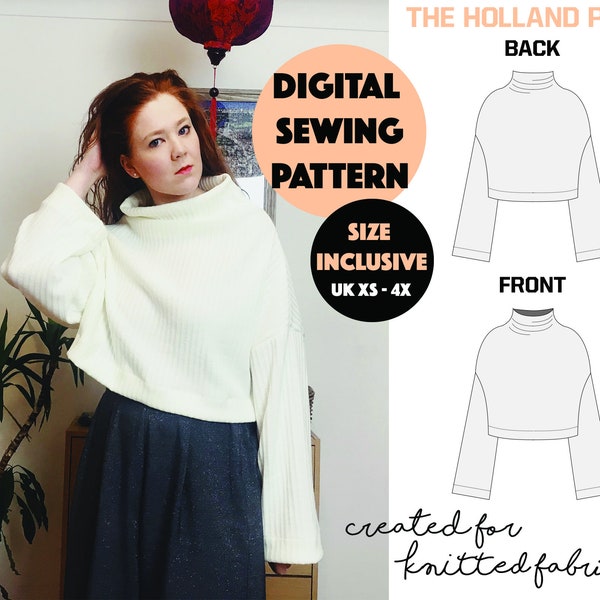 Oversized Pullover - Pdf Schnittmuster / Damen Damen für Jersey Strickstoffe / Instant Download US Letter + A4