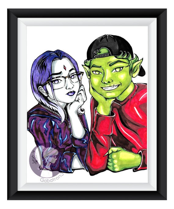 Beast Boy And Raven Art Print Etsy Beast Boy And Raven Art Print Etsy