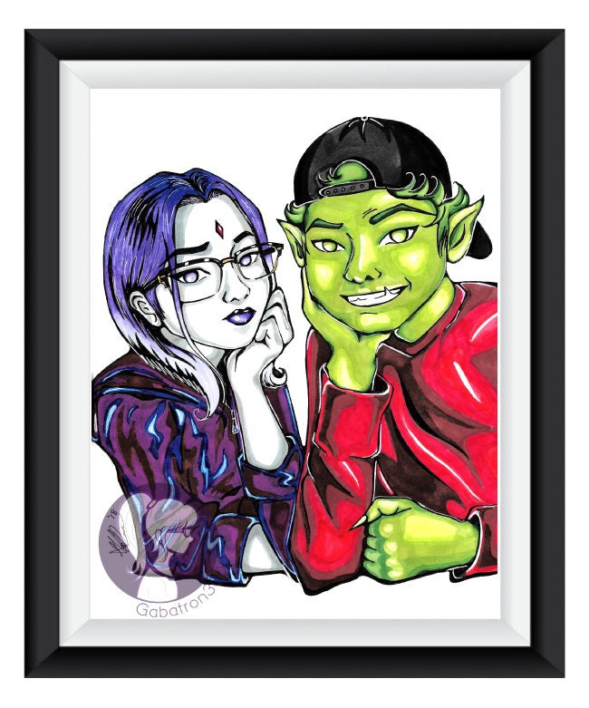 Beast Boy And Raven Art Print Etsy Beast Boy And Raven Art Print Etsy