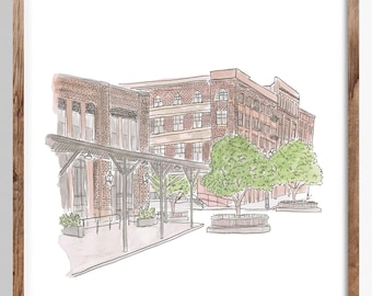 Old Market Stroll Omaha, Nebraska Watercolor (9x12)