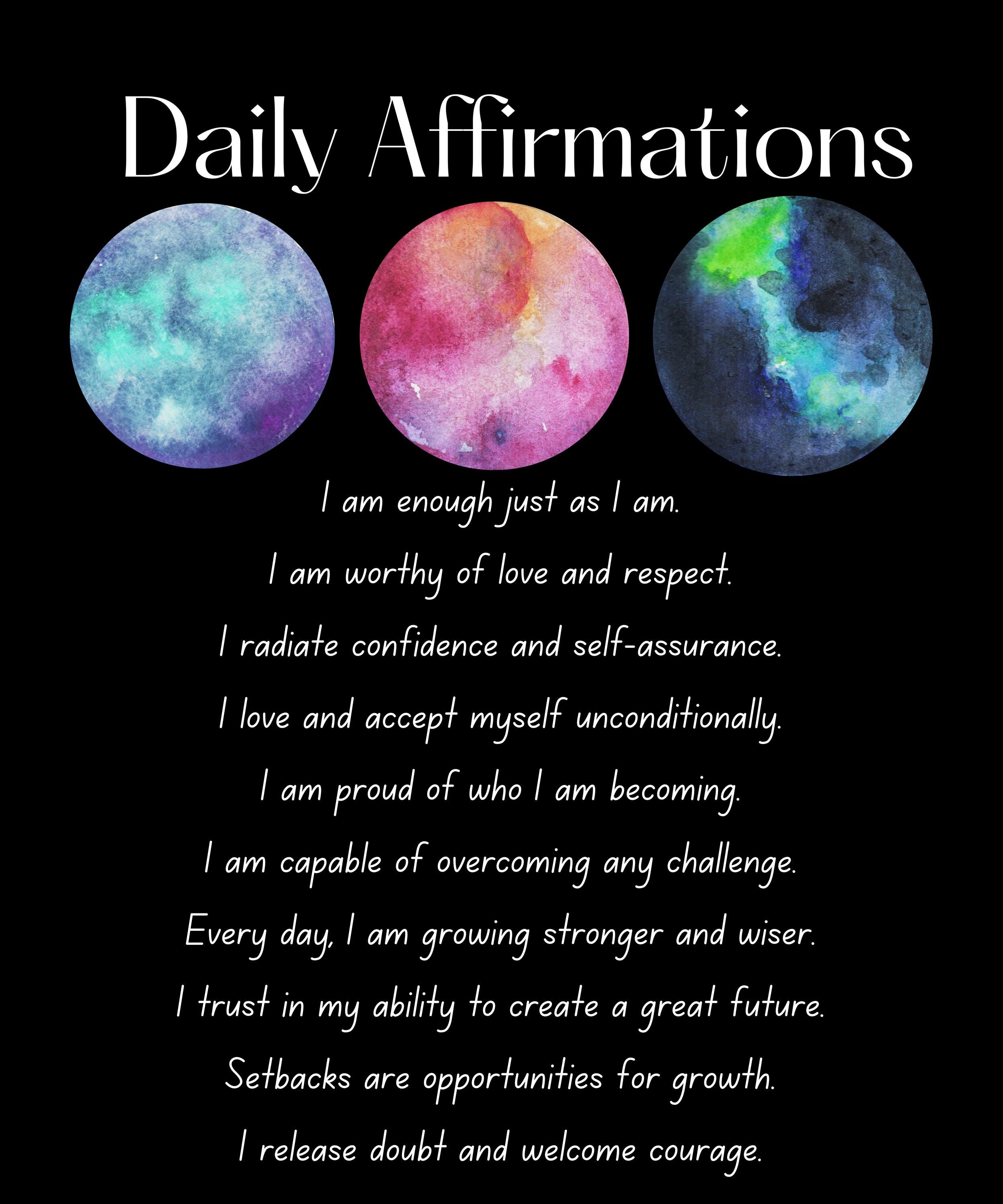 Printable Daily Affirmations Cards | Positive Mindset, Self-love, and ...